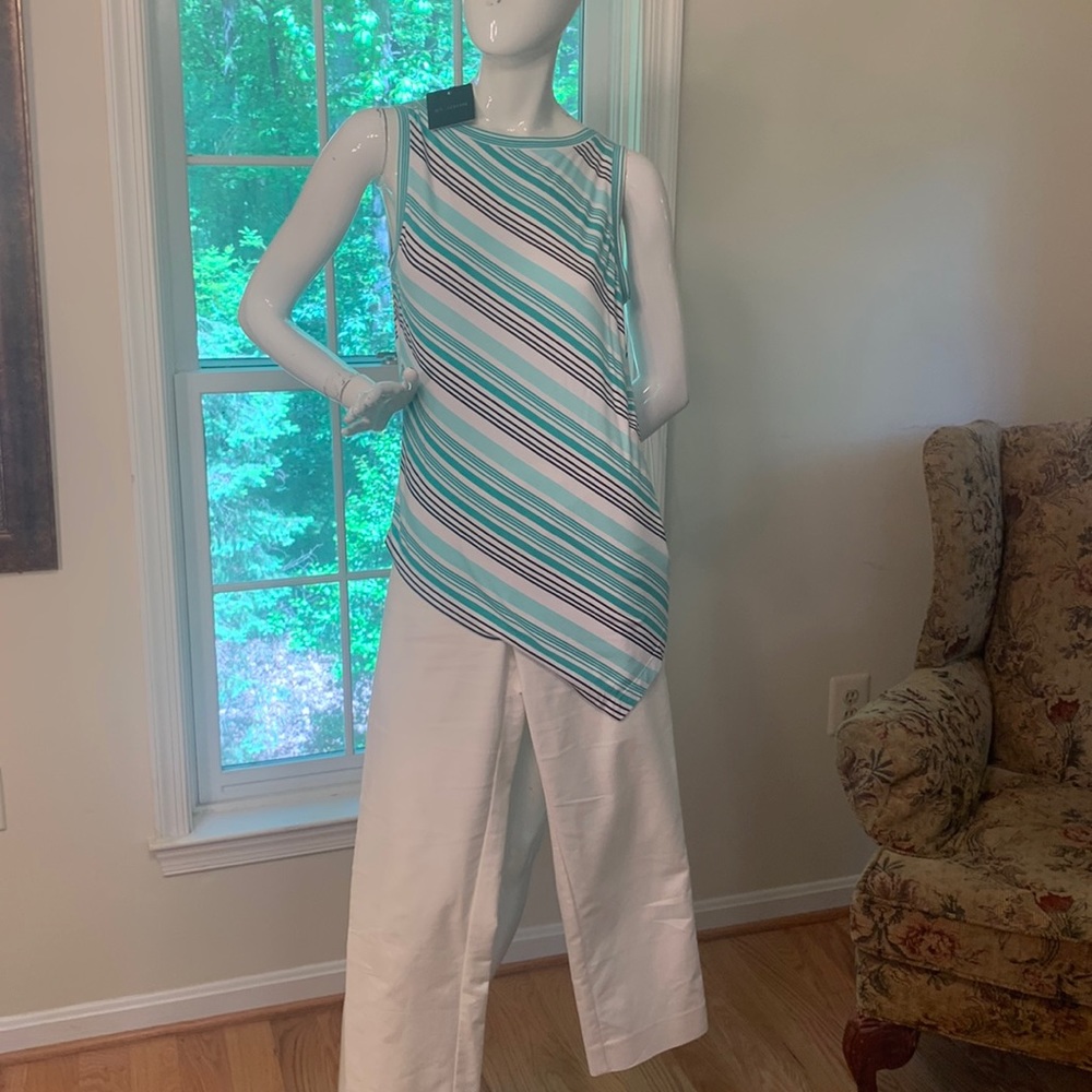 St John asymmetric striped top comes with FREE St John cropped pants